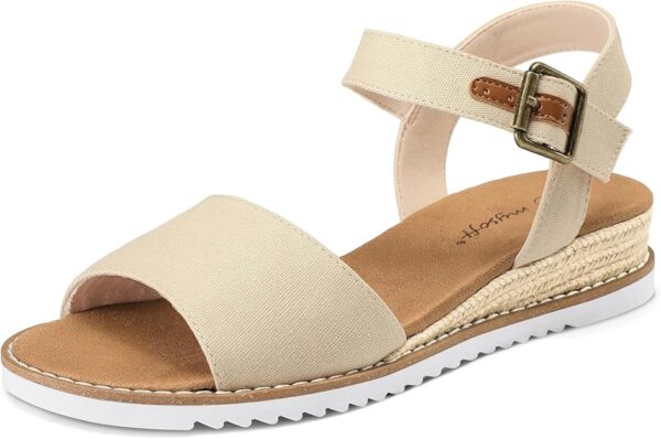 mysoft Women's Espadrilles Wedge Sandals Open Toe Ankle Strap Comfortable Casual Summer Walking Shoes