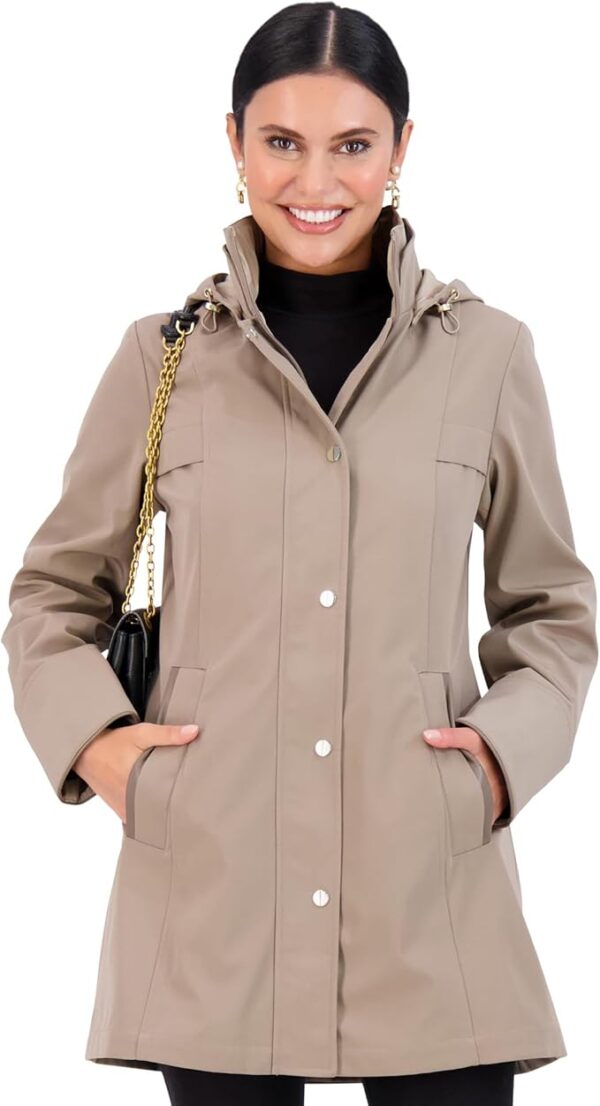 Jones NY Long Rain Jacket Women, Rain Coats Women, Cute Warm Womens Rain Jacket