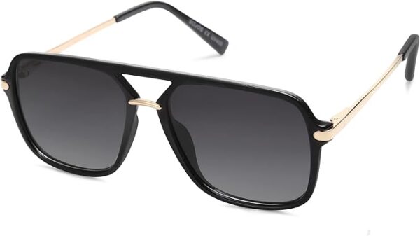 SOJOS Sunglasses for Women & Men, Square, Retro, Polarized Lens, Trendy Aviator, 90s Shades - Image 3