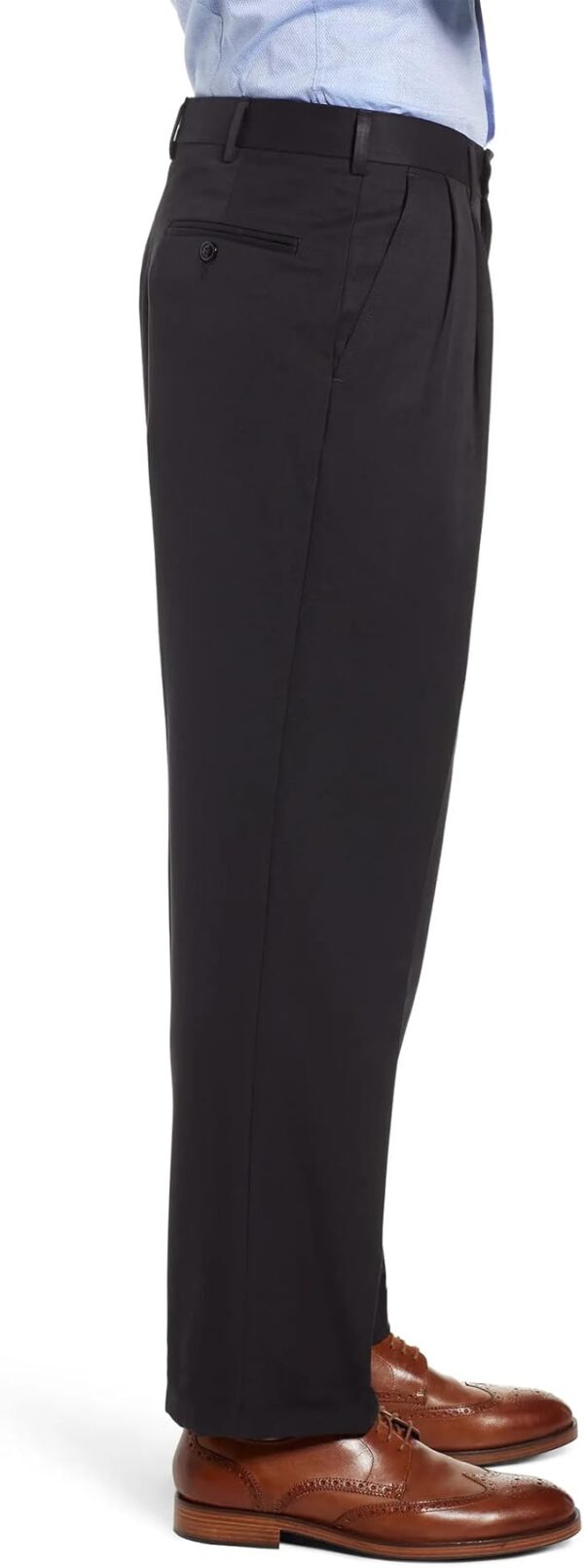 Men's No Iron Pleated Dress Pants Expandable Waist Regular Fit Premium Comfort Slacks - Image 2
