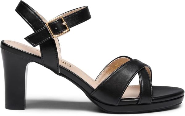 DREAM PAIRS Women's Chunky Heels Open Toe Ankle Strap Sparkly Heels Pump Sandals - Image 3