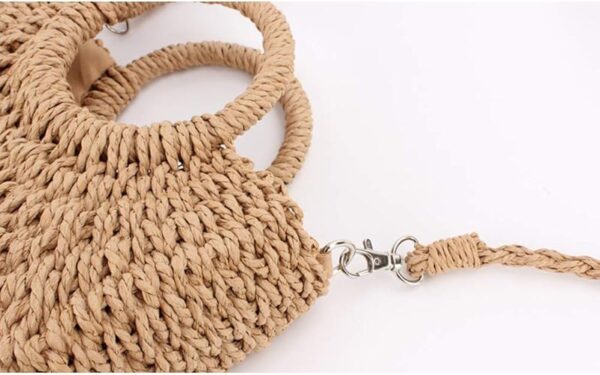 Mini Semi-circle Rattan Straw Bag, Hand-woven Women Summer Retro Beach Tote Shoulder Bag Crossbody Travel Beach Bag - Image 6