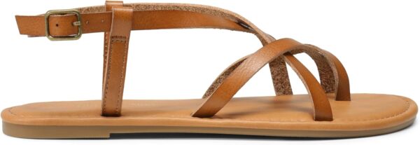 DREAM PAIRS Women's Flat Sandals Strappy Dressy Comfortable Ankle Strap Casual Summer Thong Sandals for Beach - Image 2
