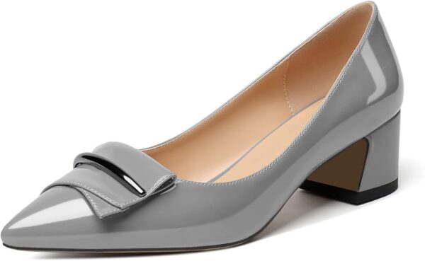 YODEKS Women's Chunky Heel Pumps Low Block Heel Pointed Toe Slip on Dress Pump Shoes