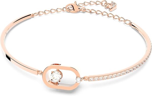 Swarovski Una Bangle Bracelet with Clear Crystals and Matching Pavé on a Rose-Gold Tone Finished Setting - Image 2