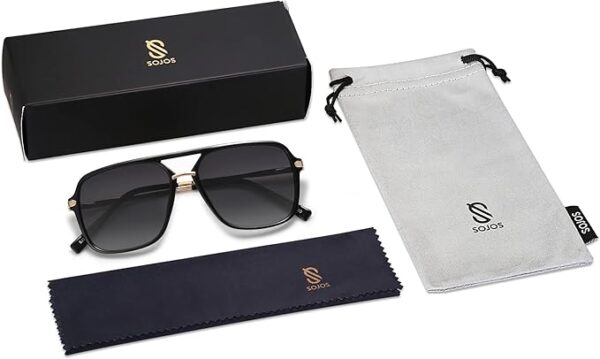 SOJOS Sunglasses for Women & Men, Square, Retro, Polarized Lens, Trendy Aviator, 90s Shades - Image 5