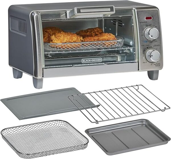 BLACK+DECKER 4-Slice Crisp 'N Bake Air Fry Toaster Oven,TO1787SS-RFP, 4-Slice, 5 Cooking Functions