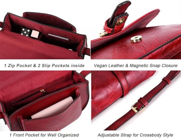 AFKOMST Crossbody Bags for Women,Small Saddle Purse and Boho Cross Body Handbags,Vegan Leather - Image 4