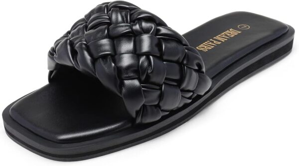 DREAM PAIRS Women's Square Open Toe Slide Sandals