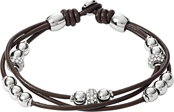 Fossil Women's Stainless Steel and Genuine Leather Bracelet for Women