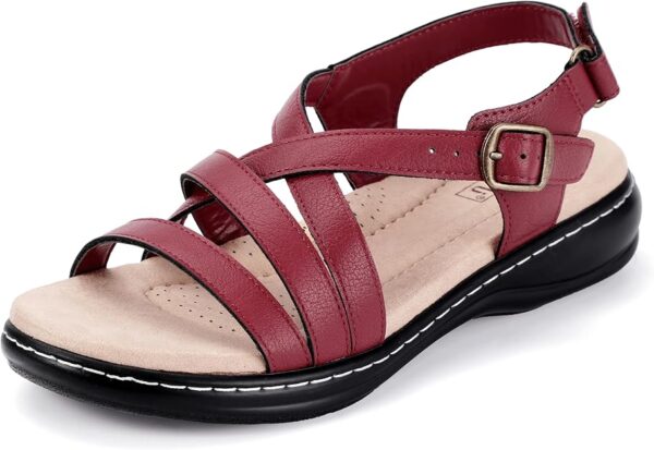 IDIFU Women's Sandals Strappy Back Strap Flat Slingback Open Toe Dress Sandals for Women Ladies