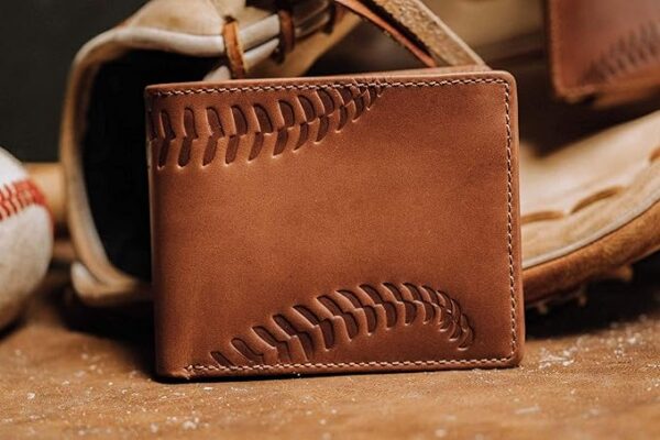 House of Jack Co. Baseball Bifold Wallet for Men with Two ID Windows, Baseball Fan Gift, Full Grain Cowhide Leather Wallet, Brown - Image 5