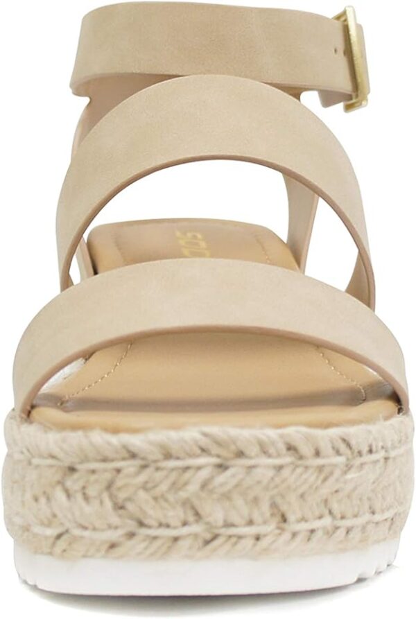 Soda Top Shoe Bryce Open Toe Buckle Ankle Strap Espadrilles Flatform Wedge Casual Sandal - Image 4