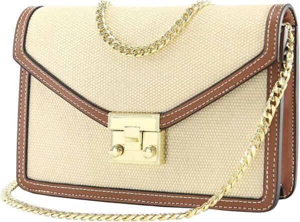 Wallet on Chain Purse WOC Crossbody Clutch Bag for Women in Textile and Leather Mini Shoulder Bag Phone Wallet