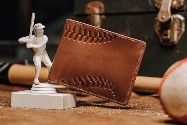 House of Jack Co. Baseball Bifold Wallet for Men with Two ID Windows, Baseball Fan Gift, Full Grain Cowhide Leather Wallet, Brown - Image 2