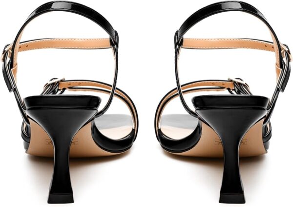 Women's Heeled Sandals, Square Open Toe Strappy Kitten Heels Ankle Strap Dress Sandals for Women - Image 4