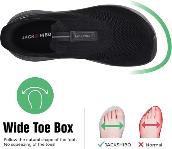 JACKSHIBO Mens Slip in Hands Free Shoes Wide Toe Box Arch Support Orthopedic Walking Sneakers Cushioned Thick Zero Drop Sole Metatarsal Pads - Image 3