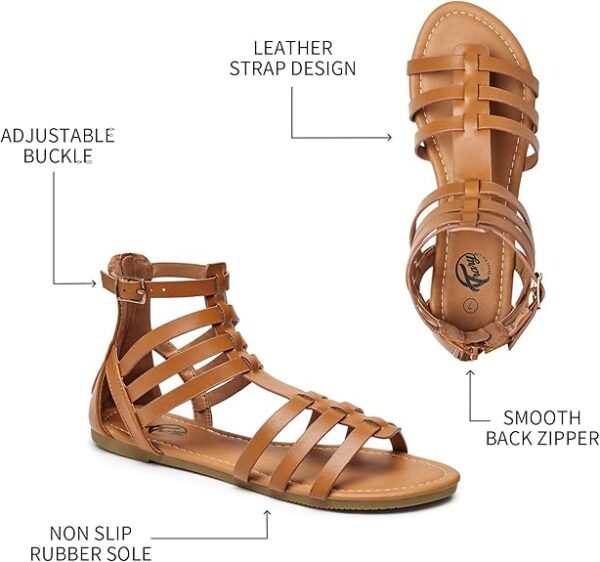 Trary Women's Sandal, Comfortable Gladiator Sandals Ankle Strap Flats Sandalias Para Mujer Beach Sandals Wide Width Open Toe Cross Strappy Sandals - Image 4