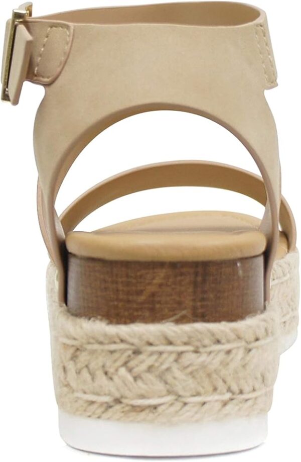 Soda Top Shoe Bryce Open Toe Buckle Ankle Strap Espadrilles Flatform Wedge Casual Sandal - Image 5