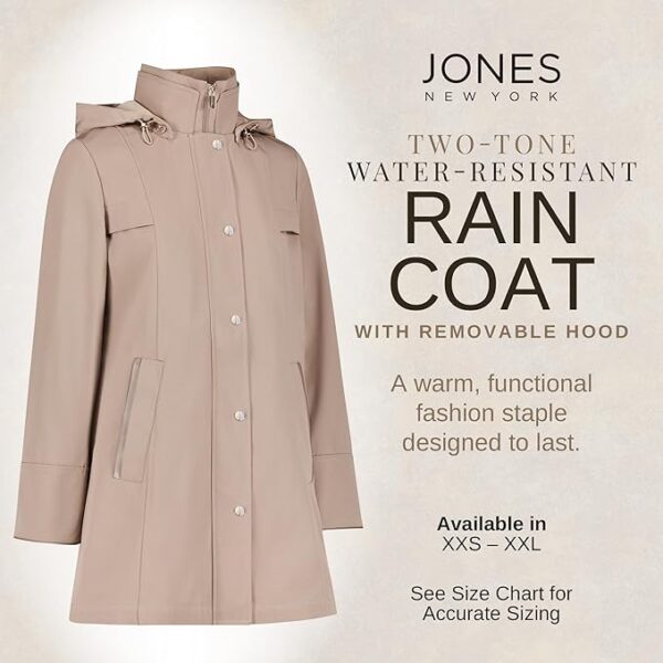 Jones NY Long Rain Jacket Women, Rain Coats Women, Cute Warm Womens Rain Jacket - Image 2