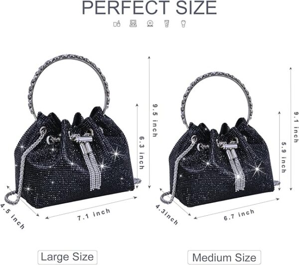TOPALL Upgrade Rhinestone Evening Bag Bling Purse Sparkly Diamond Silver Clutch Purses - Image 6