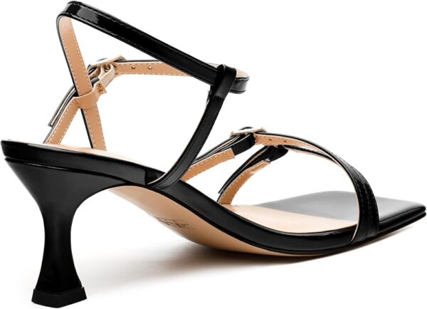 Women's Heeled Sandals, Square Open Toe Strappy Kitten Heels Ankle Strap Dress Sandals for Women - Image 5