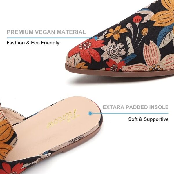 Tilocow Mules for Woman Comfortable Pointed Toe Backless Loafers Flat Mule Business Casual Shoes Slides Slip on - Image 4