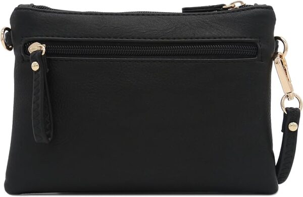 FashionPuzzle Multi Zipper Pocket Small Wristlet Crossbody Bag - Image 4