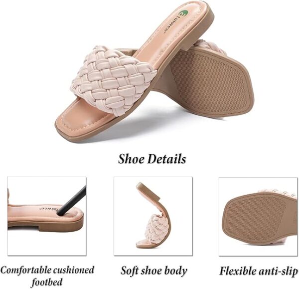 Ataiwee Women's Flat Slide Sandals - Fashionable Braided Elegant Cross Strap Flat Summer Sandals. - Image 3