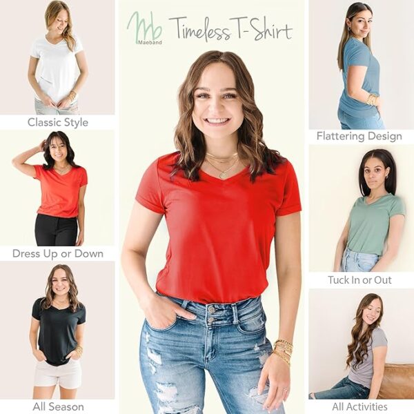Timeless T-Shirt | Women's Classic-Fit Short-Sleeve Rounded V-Neck Tops - Image 4