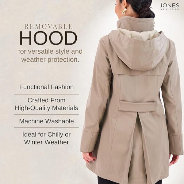 Jones NY Long Rain Jacket Women, Rain Coats Women, Cute Warm Womens Rain Jacket - Image 3