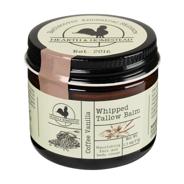 Handmade Whipped Tallow Balm (Coffee Vanilla) - Organic Body Butter with Infused Olive Oil