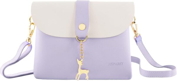 AISPARKY Small Crossbody Purse, PU Leather Small Purse for Girls With Pendant With Strap/Gold Chain Strap