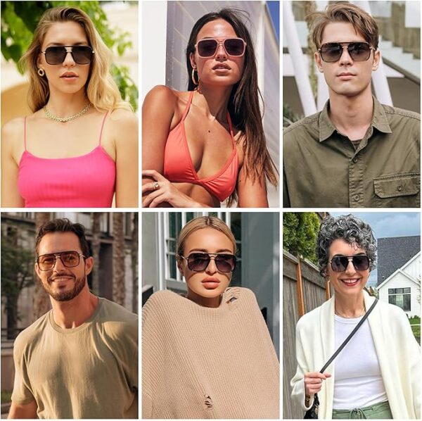 SOJOS Sunglasses for Women & Men, Square, Retro, Polarized Lens, Trendy Aviator, 90s Shades - Image 2