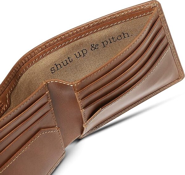 House of Jack Co. Baseball Bifold Wallet for Men with Two ID Windows, Baseball Fan Gift, Full Grain Cowhide Leather Wallet, Brown - Image 4