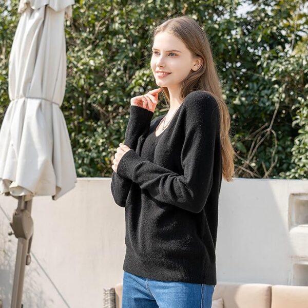 Simple&Opulence Women’s V Neck Sweaters Long Sleeve Ribbed Soft Knit Pullover Cozy Lightweight Casual Tops - Image 3