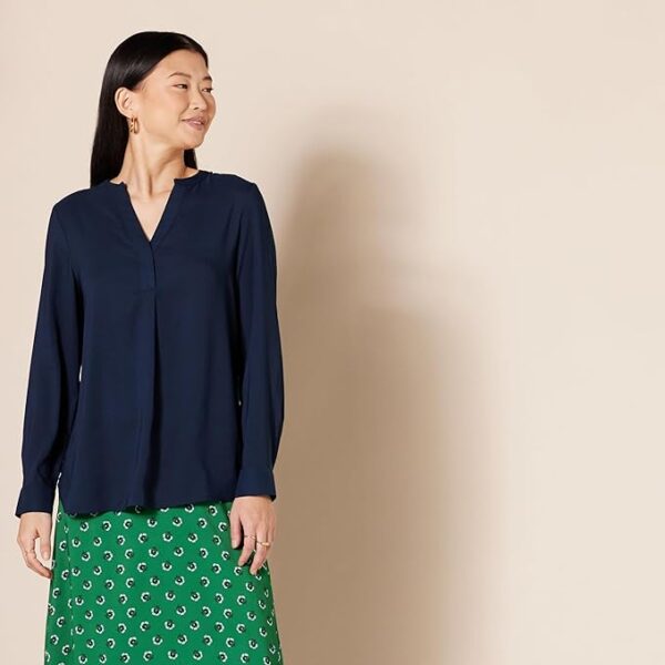 Amazon Essentials Women's Georgette Long Sleeve Relaxed-Fit Popover Blouse - Image 6