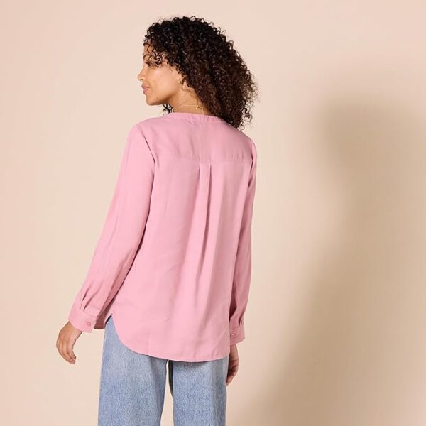 Amazon Essentials Women's Georgette Long Sleeve Relaxed-Fit Popover Blouse - Image 3