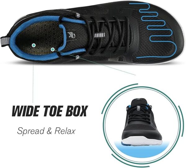 Men's Hike Barefoot Shoes | Wide Toe Box Minimalist Shoes for Gym Workout | Grounded Footwear Cross-Trainer Athletic Sneakers - Image 2