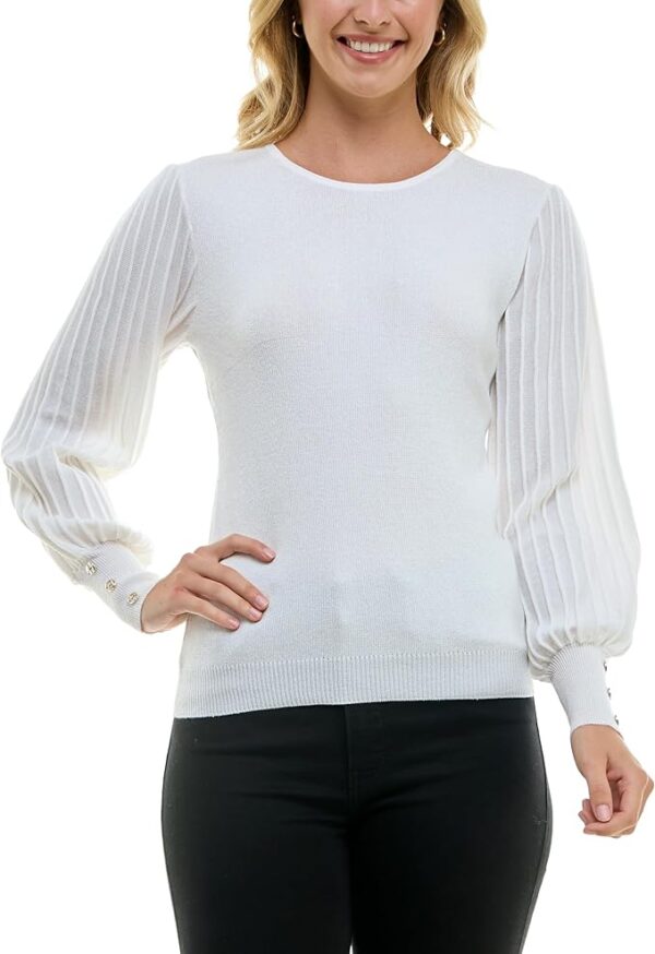 Nanette Nanette Lepore Women's Lurex Rib Sleeve Pullover Sweater