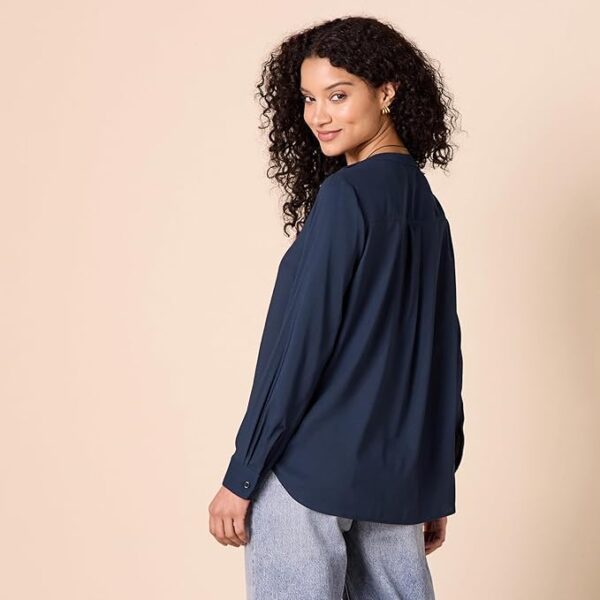 Amazon Essentials Women's Georgette Long Sleeve Relaxed-Fit Popover Blouse - Image 3