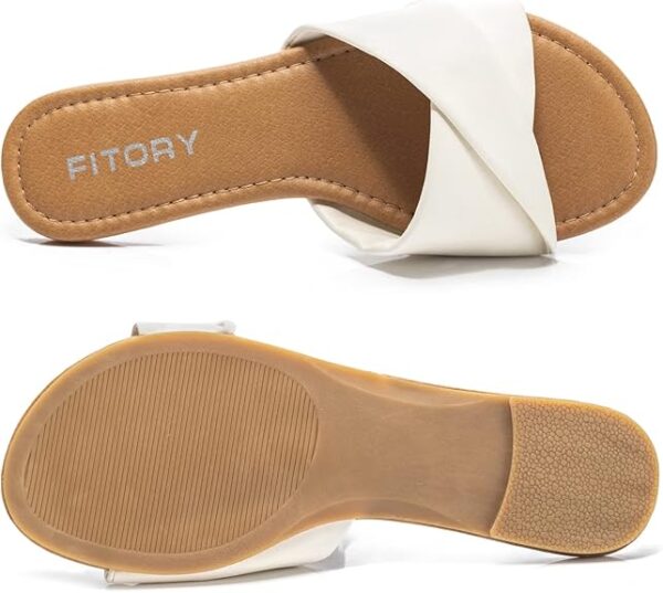 FITORY Women's Flat Sandals Fashion Slides With Soft Leather Slippers for Summer Size 6-11 - Image 4
