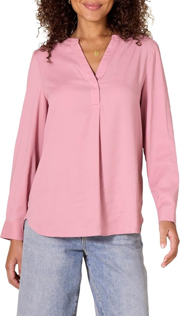 Amazon Essentials Women's Georgette Long Sleeve Relaxed-Fit Popover Blouse