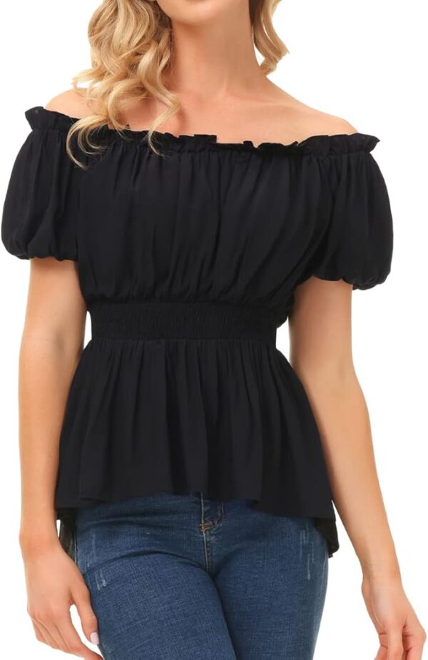Scarlet Darkness Renaissance Shirt Women Peasant Blouse Pirate Steampunk Shirt - Image 3