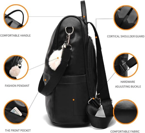 CHERUTY Women Backpack Purse PU Leather Anti-theft Casual Shoulder Bag Fashion Ladies Satchel Bags - Image 4