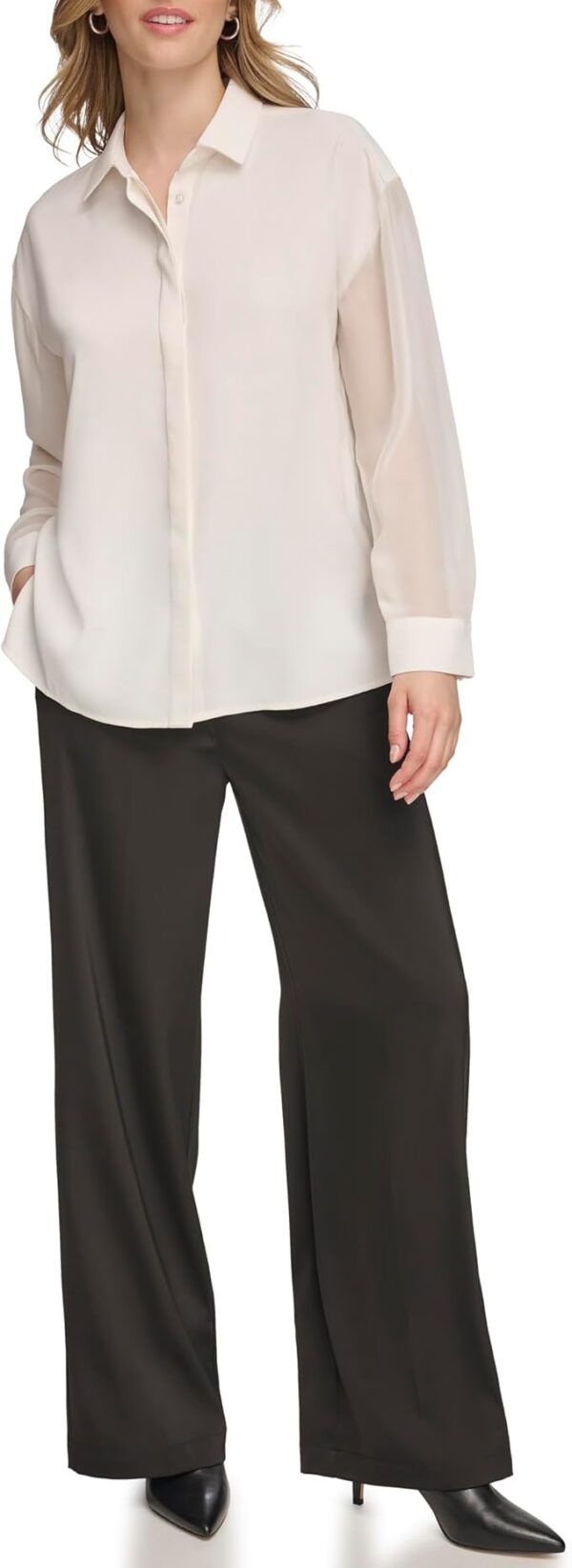 Calvin Klein Women's Button Front Long Sleeve Blouse - Image 2