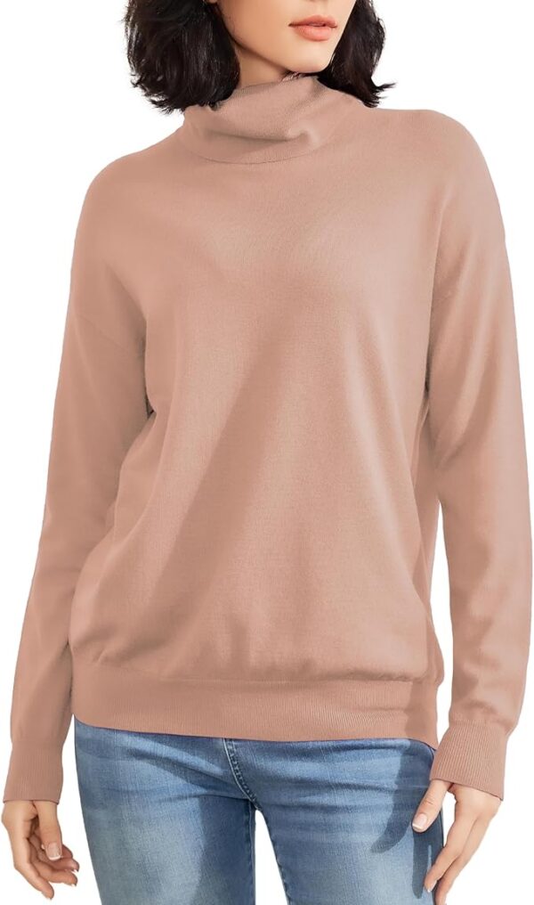 Women's Turtleneck Sweater Long Sleeve Lightweight Pullover Knit Tops