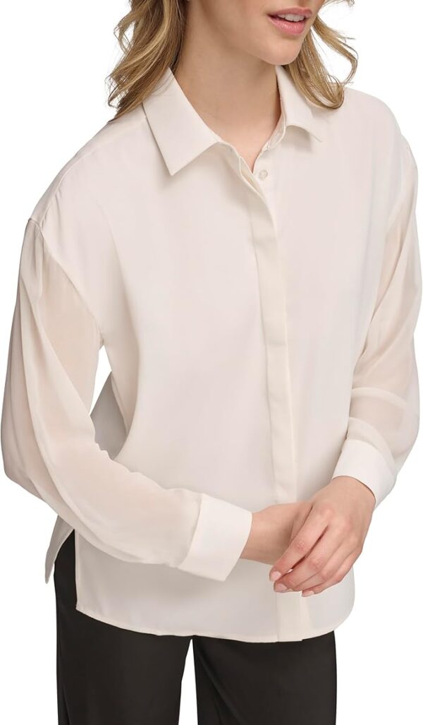 Calvin Klein Women's Button Front Long Sleeve Blouse - Image 3