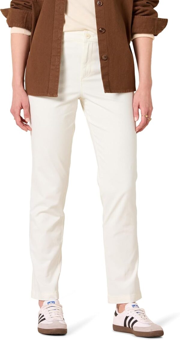 Amazon Essentials Women's High-Rise Slim-Fit Full-Length Straight-Leg Khaki Pant