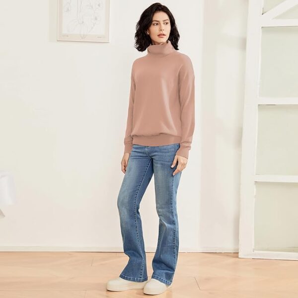 Women's Turtleneck Sweater Long Sleeve Lightweight Pullover Knit Tops - Image 3